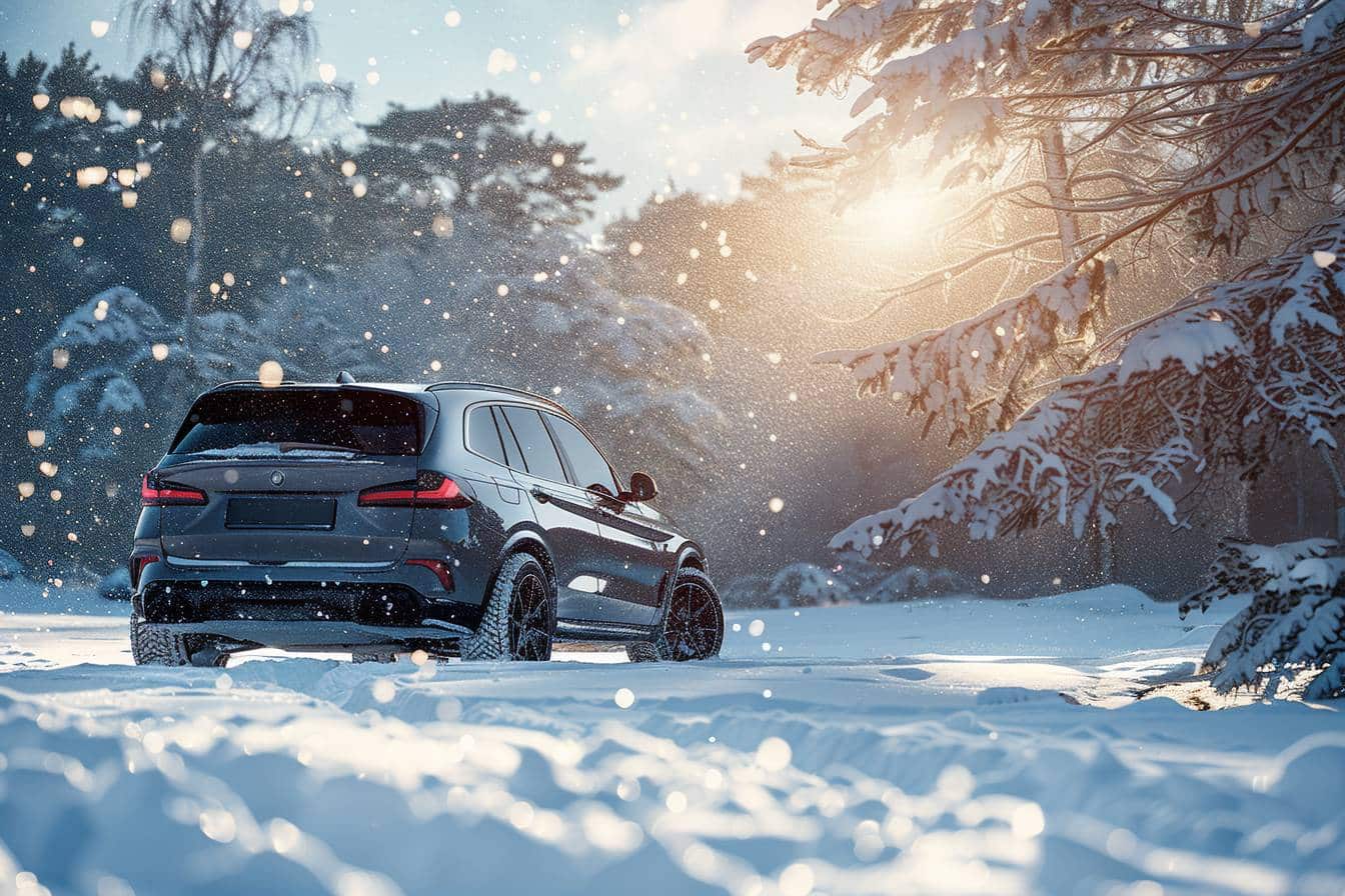 Voiture prête pour l'hiver avec pneus adaptés