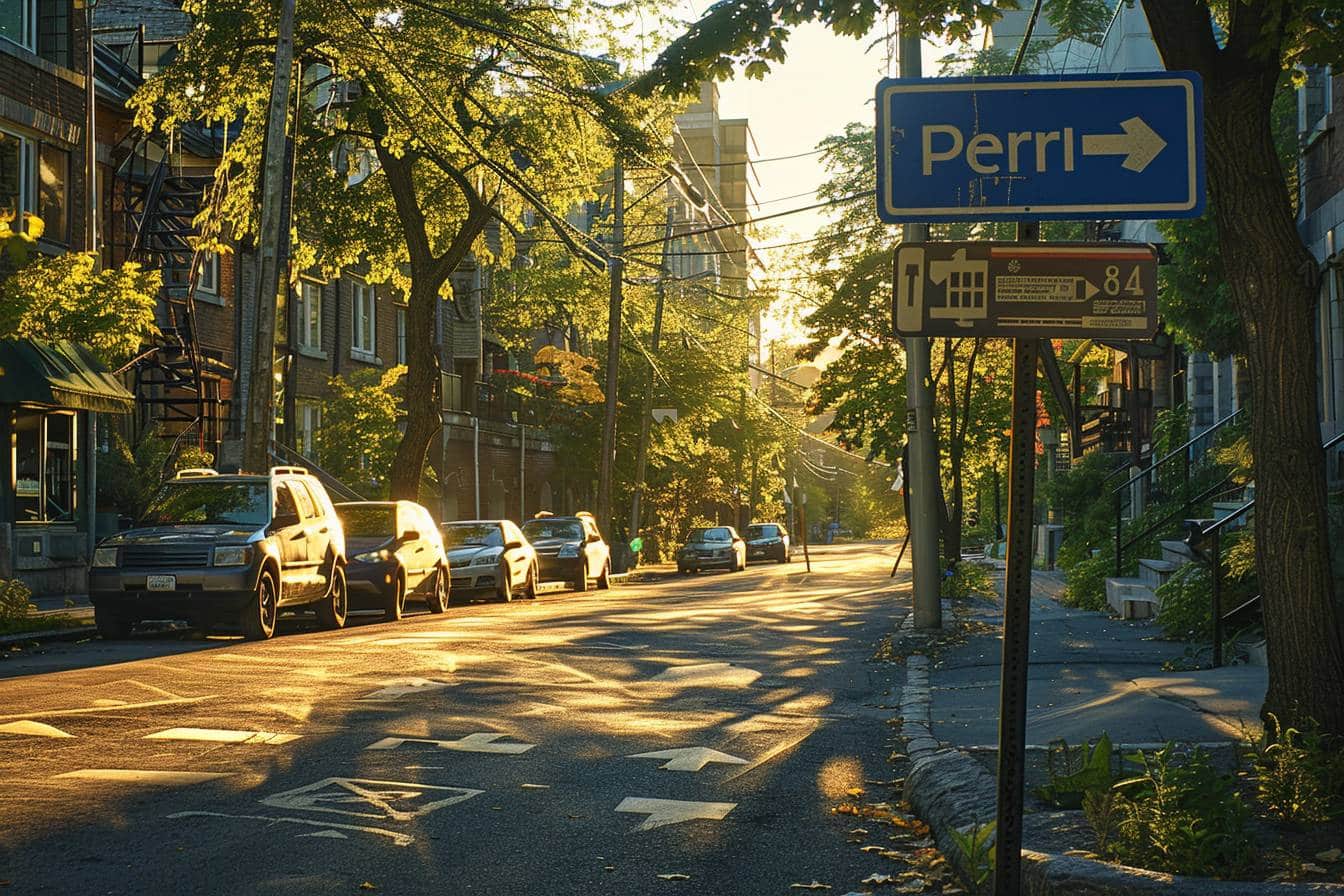 Voiture garée lpar ailleurs dans une rue animée  
Espaces de stationnement bien indiqués en ville