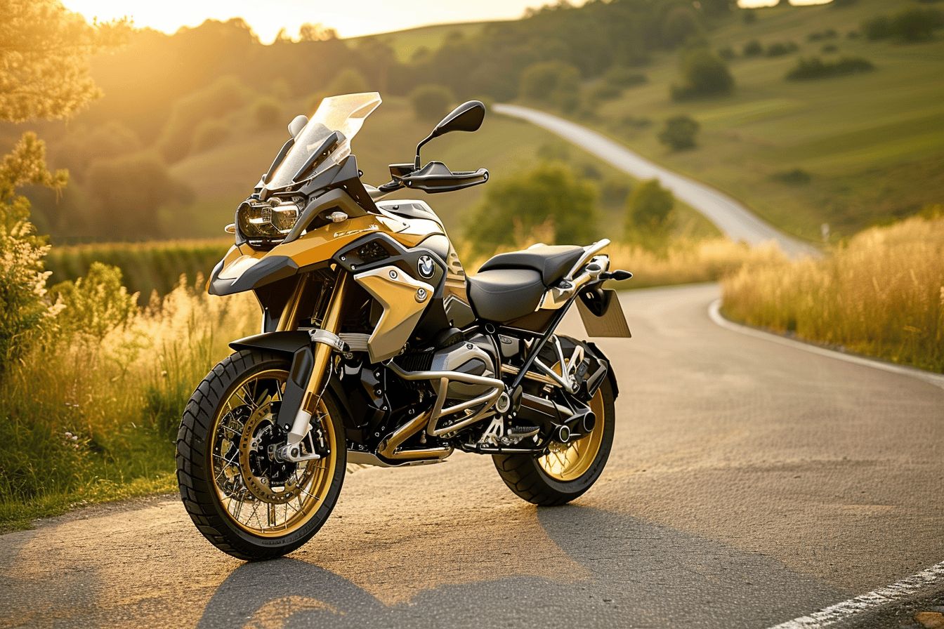 BMW 1200 R GS sur une route sinueuse en 2024  
Moto BMW 1200 R GS en pleine aventure sur terrain varié